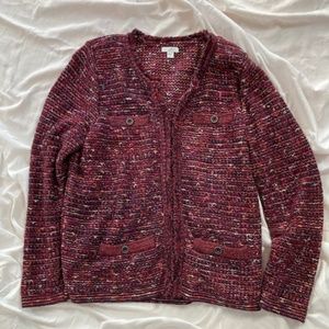 J Jill short jacket. Burgundy multi/tweed.